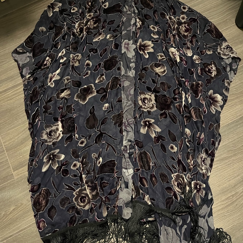 Floral Kimono with Fringe
